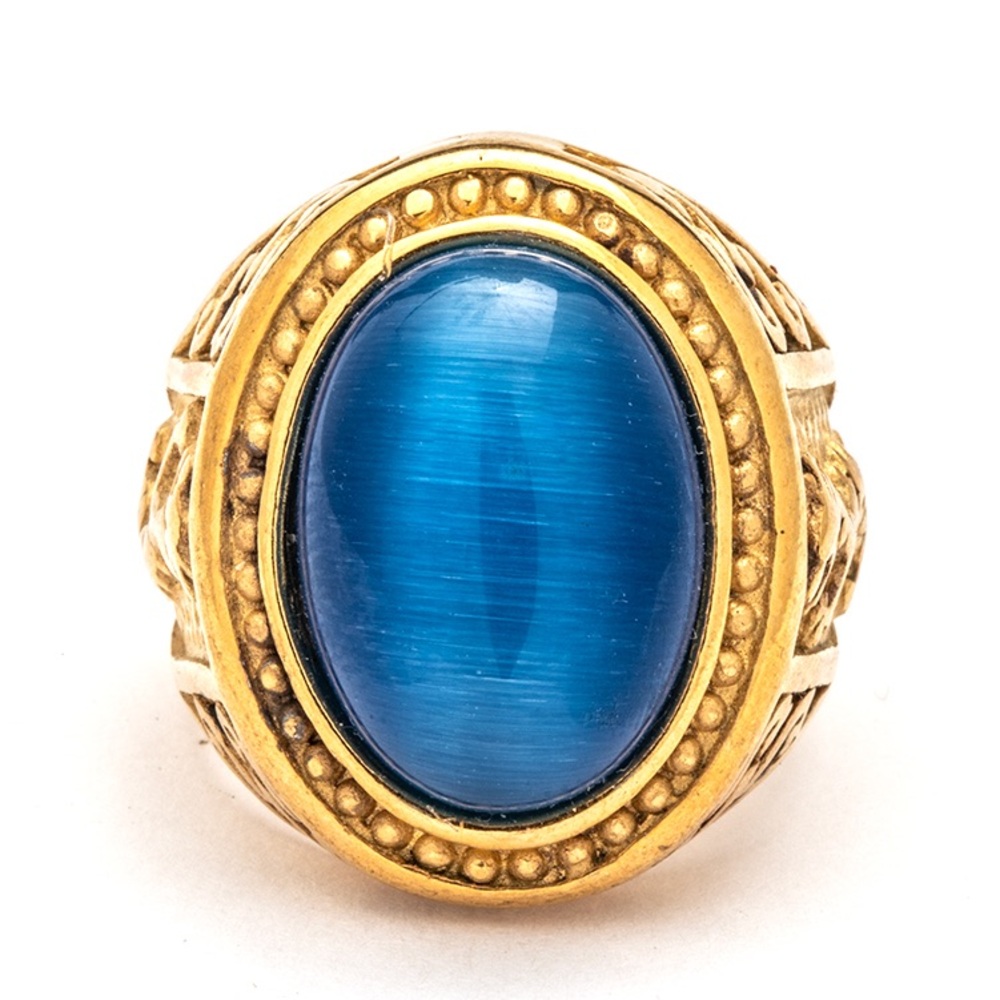 Blue & Gold Stainless Steel Statement Rings